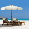 Off White 7.5 Foot Patio Umbrella with Push Button Tilt and Metal Pole