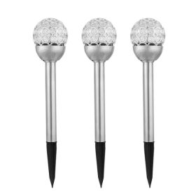 Solarek 3 Pcs Outdoor Solar Lights IP44 Waterproof Ball RGB Light Garden Decor Lamp Landscape (Option: Silver)