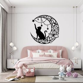 Gothic Black Cat Metal Wall Art (Option: Wrought iron decoration)