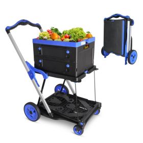 Functional Collapsible Carts Garden Cart With Wheels (Option: BLUE BLACK)