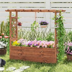 Natural Pine Wood Raised Garden Bed, 100% Solid Pine Construction & Hanging Roof Design (Option: Defaulttitle)